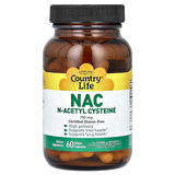 Country Life NAC, N-Asetil Sistein, 750 mg, 60 Vegan Kapsül