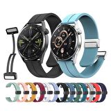 Huawei GT2 42mm Kordon/Kayış Çizgili Tasarım Metal Toka Esnek Sağlam Silikon Kordon