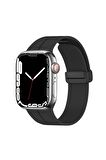 Watch 44mm Kordon/kayış Çizgili Tasarım Metal Toka Esnek Sağlam Silikon Kordon