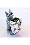 Apple Watch 7 45mm Kordon Luxury Tasarım Paslanmaz Çelik Kasa Korumalı Special Kordon/Kayış
