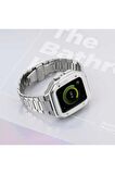 Apple Watch 7 45mm Kordon Luxury Tasarım Paslanmaz Çelik Kasa Korumalı Special Kordon/Kayış