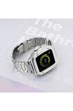 Apple Watch 7 45mm Kordon Luxury Tasarım Paslanmaz Çelik Kasa Korumalı Special Kordon/Kayış