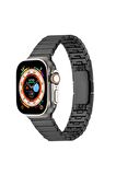 Watch 7 45mm Kordon/kayış Metal Parça Çizgili Tasarım Otomatik Klipsli Kordon