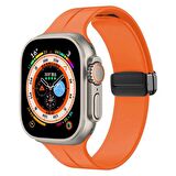  Watch Ultra 49mm Kordon/Kayış Soft Pürüzsüz Yüzey Pratik Metal Tak Çıkar Tokalı Silikon Kordon