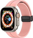  Watch Ultra 49mm Kordon/Kayış Soft Pürüzsüz Yüzey Pratik Metal Tak Çıkar Tokalı Silikon Kordon