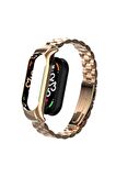 Xiaomi Mi Band 7 Kordon/kayış Baklalı Model Metal Paslanmaz Çelik Kasa Koruma 2 In 1 Kordon