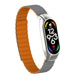 Xiaomi Mi Band 7 Kordon/Kayış Magnetik Silikon Kasa Koruma 2 In 1  Çift Renkli Mıknatıslı Kordon