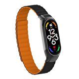 Xiaomi Mi Band 7 Kordon/Kayış Magnetik Silikon Kasa Koruma 2 In 1  Çift Renkli Mıknatıslı Kordon