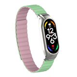 Xiaomi Mi Band 7 Kordon/Kayış Magnetik Silikon Kasa Koruma 2 In 1  Çift Renkli Mıknatıslı Kordon