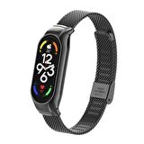 Xiaomi Mi Band 7 Kordon/Kayış Klipsli Hasır Metal Kordon - Kasa Koruma 2 In 1 Tel Örgü Kordon