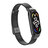 Xiaomi Mi Band 7 Kordon/Kayış Klipsli Hasır Metal Kordon - Kasa Koruma 2 In 1 Tel Örgü Kordon