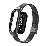 Xiaomi Mi Band 7 Kordon/Kayış Klipsli Hasır Metal Kordon - Kasa Koruma 2 In 1 Tel Örgü Kordon