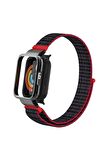 Xiaomi Mi Watch Lite Uyumlu Kordon/Kayış Spor Loop Hasır Örgü Kasa Korumalı 2 In 1 Cırtlı Kordon