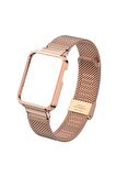 Xiaomi Mi Watch Lite Kordon/kayış Metal Hasır Örgü Kasa Korumalı Klipsli 2 In 1 Tam Uyumlu Kordon