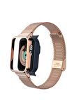 Xiaomi Mi Watch Lite Kordon/kayış Metal Hasır Örgü Kasa Korumalı Klipsli 2 In 1 Tam Uyumlu Kordon