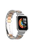 Xiaomi Mi Watch Lite Kordon/kayış Metal Baklalı Kasa Korumalı 2 In 1 Paslanmaz Çelik Kordon
