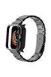 Xiaomi Mi Watch Lite Kordon/kayış Metal Baklalı Kasa Korumalı 2 In 1 Paslanmaz Çelik Kordon