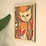 Ahşap Çok Katmanlı Kedi Tablo Duvar Süsü Dekoratif Duvar Sanatı