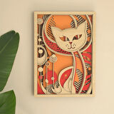 Ahşap Çok Katmanlı Kedi Tablo Duvar Süsü Dekoratif Duvar Sanatı