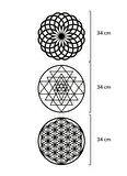 3'lü Dönüşüm Seti Ahşap Sri Yantra Yaşam Çiçeği Yoga Mandala Kahve