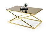 Çapraz Ayna Camlı Metal Dikdörtgen Orta Sehpa 100x60cm