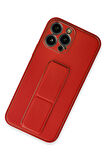 CPT50 iPhone 13 Pro Max Kılıf Coco Deri Standlı Kapak - Kırmızı