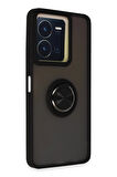 CPT50 Vivo Y36 Kılıf Montreal Yüzüklü Silikon Kapak - Siyah