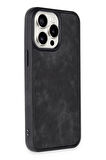CPT50 iPhone 14 Pro Max Kılıf Aras Deri Kapak - Siyah