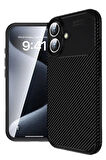 CPT50 iPhone 16 Plus Kılıf Auto Focus Karbon Kapak - Siyah