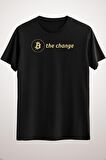 Unisex Siyah Bitcoin Change Classic T-shirt