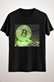 Unisex Siyah Bitcoin Cryptocurrency Long T-shirt