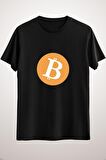 Unisex Siyah Bitcoin Desing Classic T-shirt