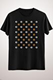 Unisex Siyah Bitcoin Polka Dots Pattern Classic T-shirt