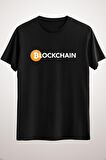 Unisex Siyah Blockchain Bitcoin Classic T-shirt