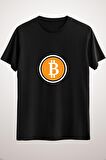Unisex Siyah Cryptocurrency Bitcoin Sticker Classic T-shirt