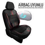 NiCe Shop Titan Serisi Carbon Deri Detaylı Taytüyü Oto Koltuk Kılıfı Ön Arka Tam Set - Kırmızı