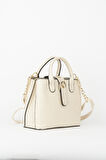 Kadın Krem Croco Saplı Askılı 2 Bölme Çıtçıt Fermuar Kapama El Ve Omuz Çantası
