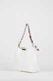 Kadın Beyaz Fularlı Zincir Aksesuarlı Yumuşak Deri 3 Bölmeli El Kol Ve Omuz Çantası