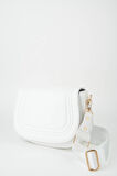 Kadın Bahar Beyaz 5 Bölmeli Astarlı Kapaklı Çıt Çıt Kapama El Kol ve Omuz Çantası