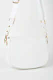 Kadın Bahar Beyaz 5 Bölmeli Astarlı Kapaklı Çıt Çıt Kapama El Kol ve Omuz Çantası