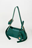Kadın Lotus Yeşil Baget Cüzdan Tasarım Suni Deri Çıt Çıt Kapama El Ve Omuz Çantası