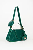 Kadın Lotus Yeşil Baget Cüzdan Tasarım Suni Deri Çıt Çıt Kapama El Ve Omuz Çantası