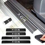 Citroen C4 Karbon Kapı Eşiği Oto Sticker 4 Adet