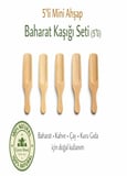 5’li Mini Doğal Ahşap Baharat Kaşığı Seti