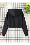 Kadın Fermuarlı Oversize Kapşonlu Crop Hırka