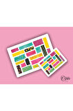 15 Sayfa 206 Adet Washi Tape Etiket Sticker Set (9x13cm 15 Sayfa Toplam 206 Bant)