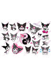 Kuromi Sanrio Sticker 2cm Ile 5cm Arası 18 Adet Etiket