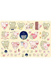 Kawaii Lovely Sugar Cubs Sticker - Aynı Sayfadan 2 Adet Toplam 88 Etiket