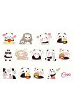 Anime Panda Sticker Etiket 2 Sayfa 32 Adet Etiket - Panda