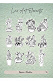 Lineart Elements Flower Çiçek Tema Sticker Etiket 2 Sayfa 35 Adet Etiket